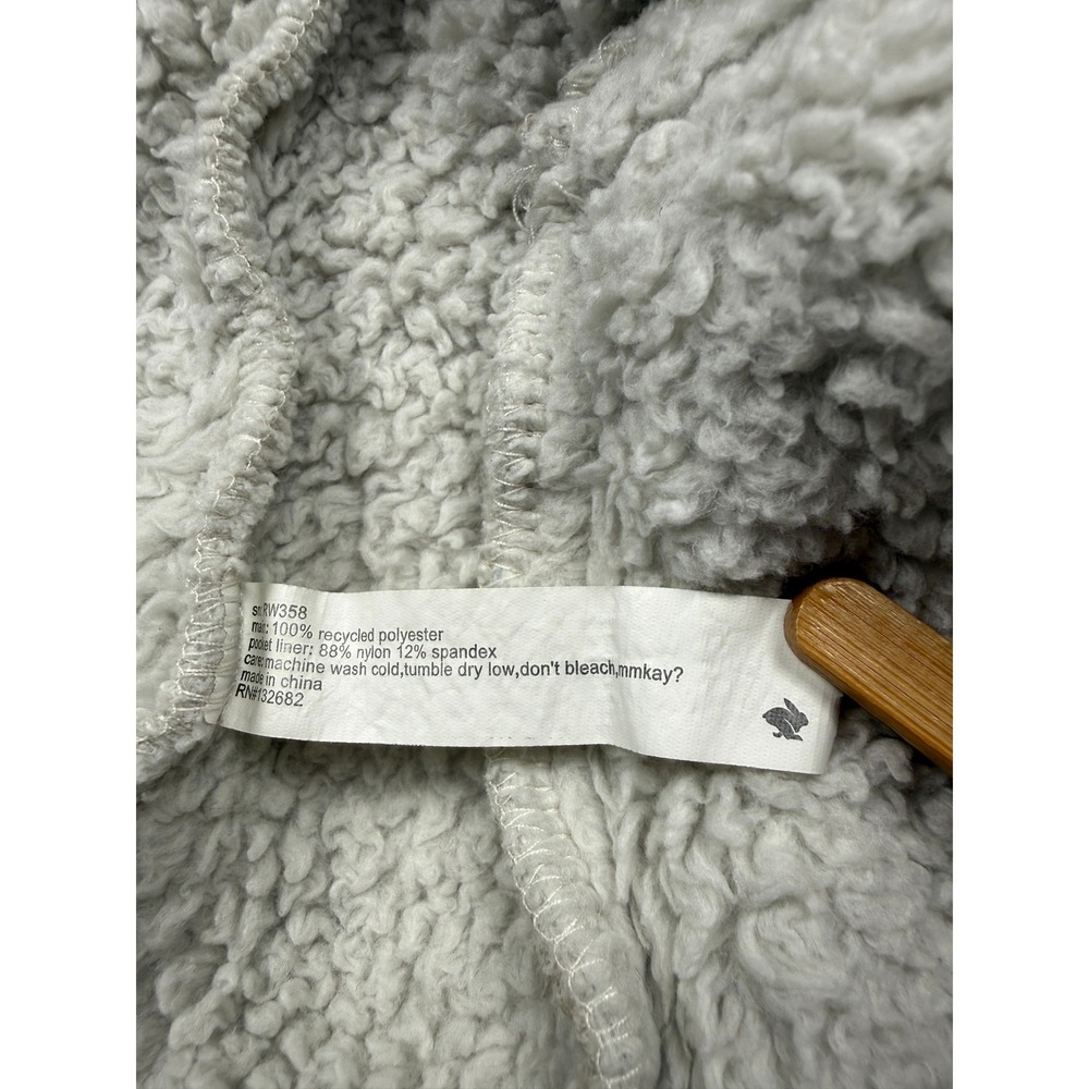 Rabbit Sherpa Fleece Shirt Jacket Cream Off White Cozy Casual Winter Women M‎ - Picture 3 of 16